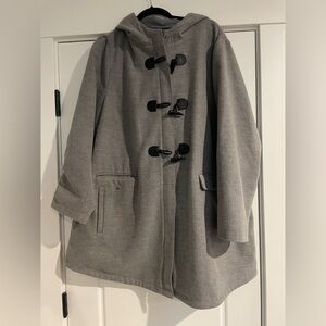 J.Jill 2X Hooded Swing Coat | Gray Flannel Toggle Jacket | Plus Size EUC